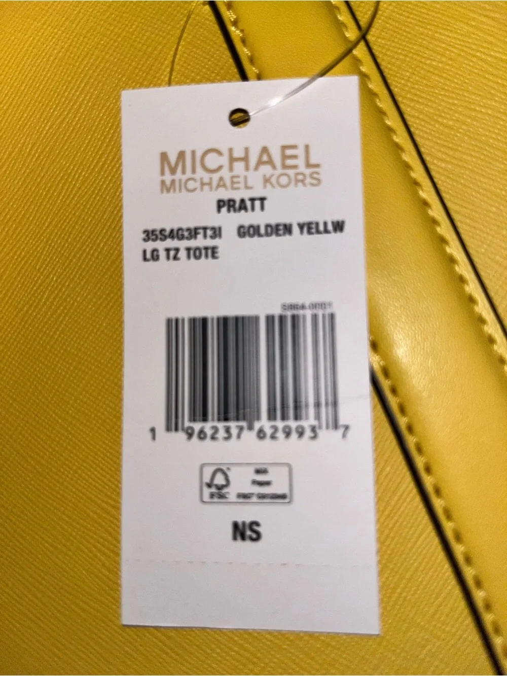 NWT Michael Kors Yellow Saffiano Tote with Contrast Trim